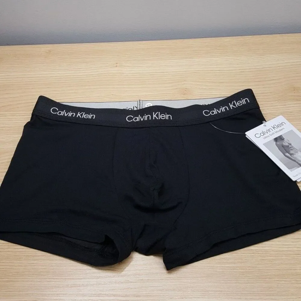CALVIN KLEIN Boxer Brief Mens XL Solid Black Trunk Ultra Soft Modern Modal